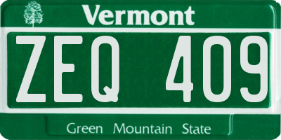 VT license plate ZEQ409