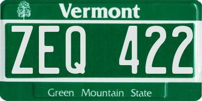 VT license plate ZEQ422