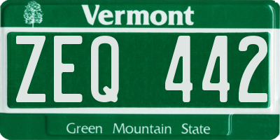 VT license plate ZEQ442
