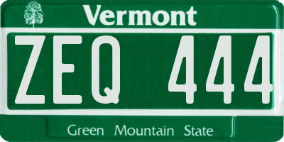 VT license plate ZEQ444