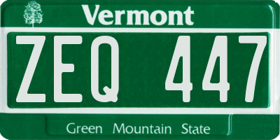 VT license plate ZEQ447