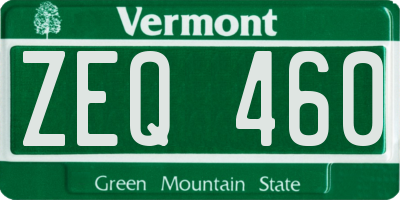 VT license plate ZEQ460