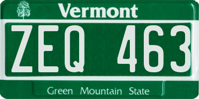 VT license plate ZEQ463