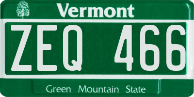 VT license plate ZEQ466