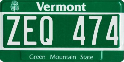 VT license plate ZEQ474
