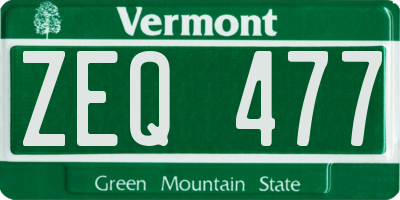 VT license plate ZEQ477