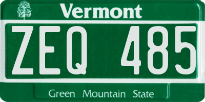 VT license plate ZEQ485
