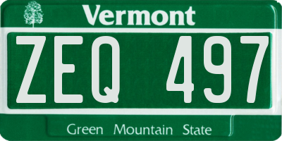 VT license plate ZEQ497