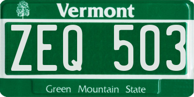 VT license plate ZEQ503