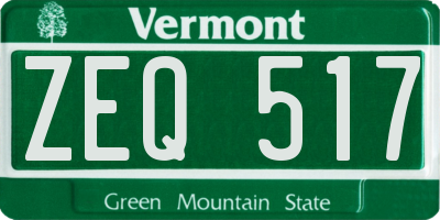 VT license plate ZEQ517