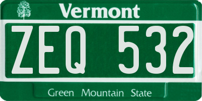 VT license plate ZEQ532
