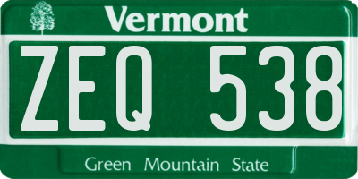 VT license plate ZEQ538