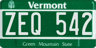 VT license plate ZEQ542