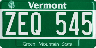 VT license plate ZEQ545