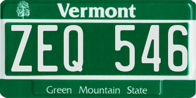 VT license plate ZEQ546