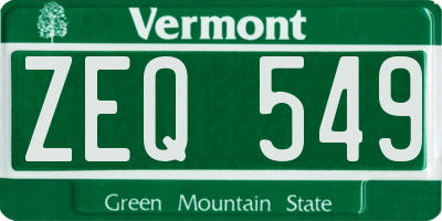 VT license plate ZEQ549