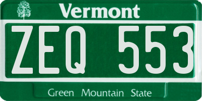 VT license plate ZEQ553