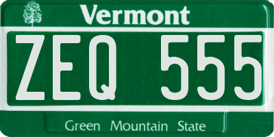 VT license plate ZEQ555