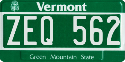 VT license plate ZEQ562