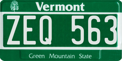 VT license plate ZEQ563