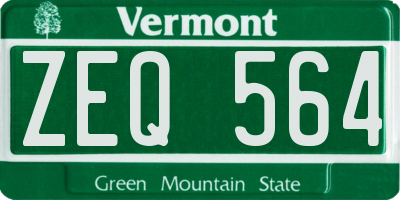 VT license plate ZEQ564