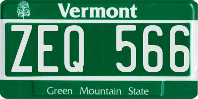 VT license plate ZEQ566