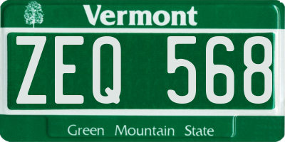 VT license plate ZEQ568