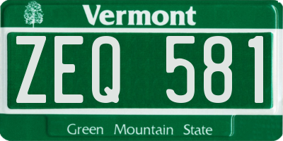VT license plate ZEQ581