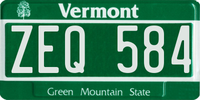VT license plate ZEQ584