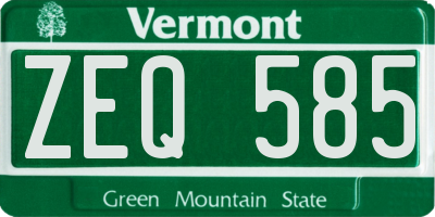 VT license plate ZEQ585