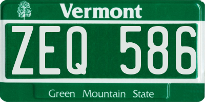 VT license plate ZEQ586