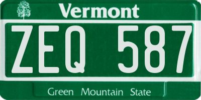 VT license plate ZEQ587