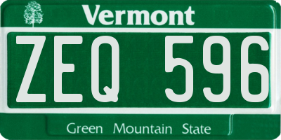 VT license plate ZEQ596