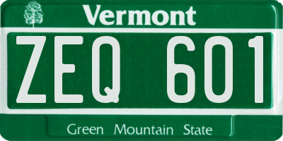 VT license plate ZEQ601