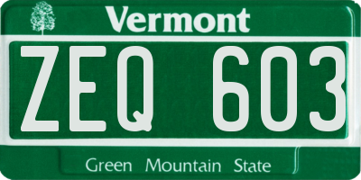 VT license plate ZEQ603