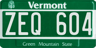VT license plate ZEQ604