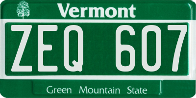 VT license plate ZEQ607