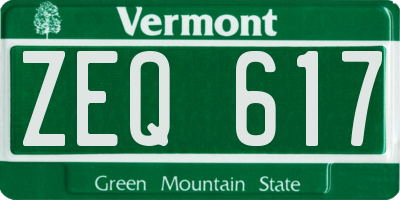 VT license plate ZEQ617