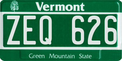 VT license plate ZEQ626