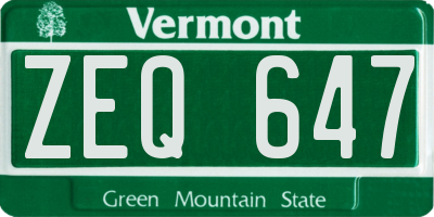 VT license plate ZEQ647