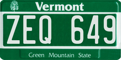 VT license plate ZEQ649