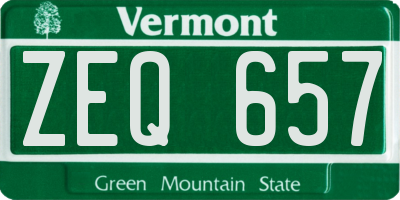 VT license plate ZEQ657