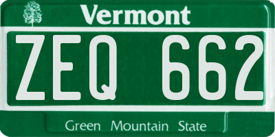 VT license plate ZEQ662