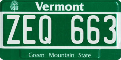 VT license plate ZEQ663