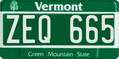 VT license plate ZEQ665