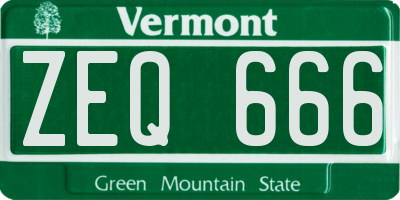 VT license plate ZEQ666