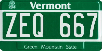 VT license plate ZEQ667