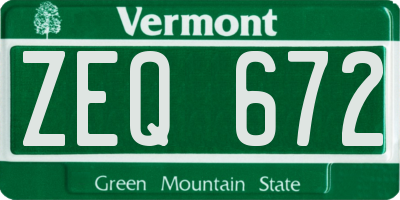 VT license plate ZEQ672