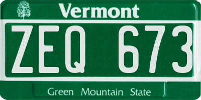 VT license plate ZEQ673