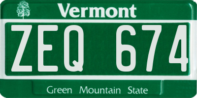 VT license plate ZEQ674